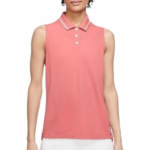 Nike Dri-FIT Victory Women's Coral Sleeveless Golf Polo size XL